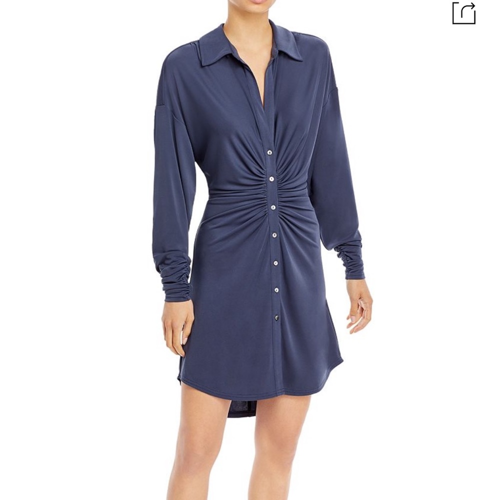 Cinq à Sept Navy Gathered Midi Dress